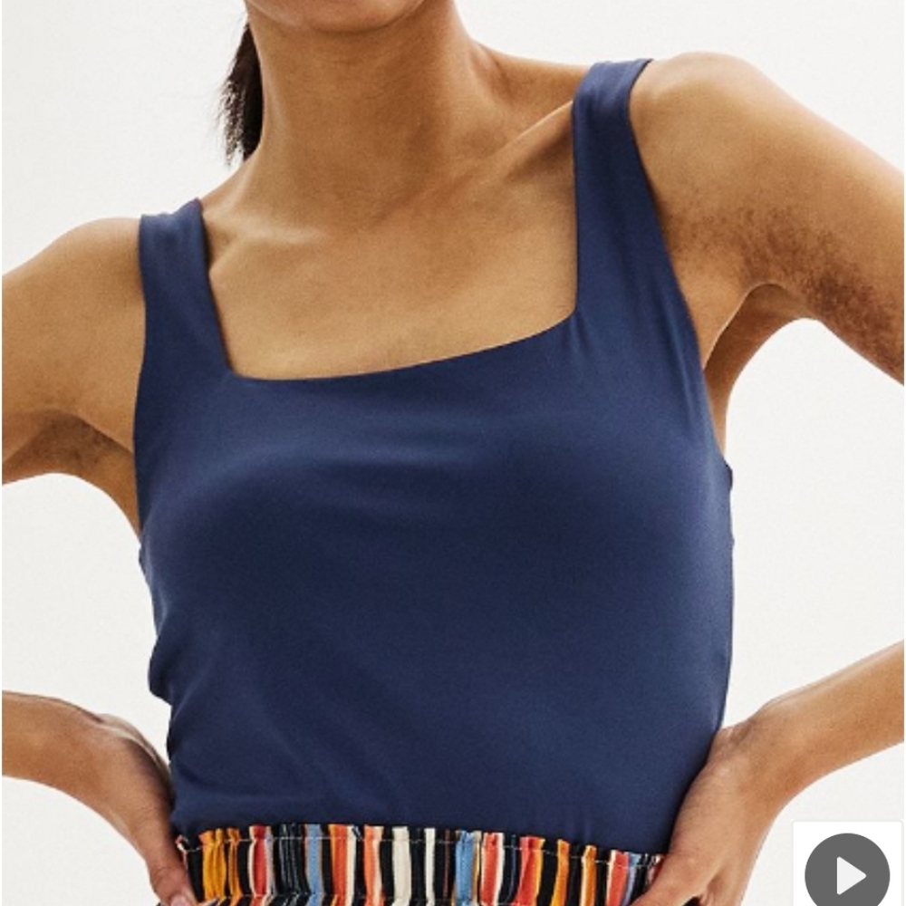 NWT Nine West Sculpt Squareneck Tank Top - Resolute Blue